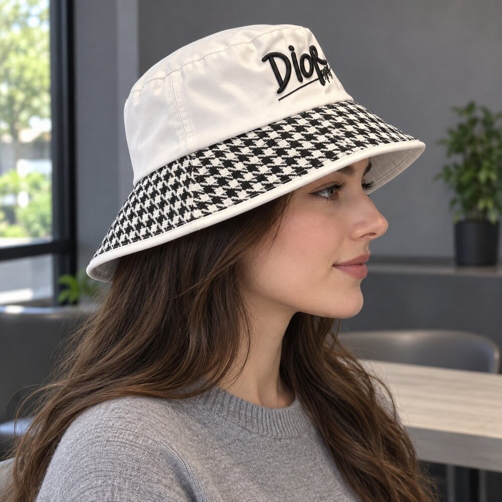 Dior Houndstooth Bucket Hat - Picture 3 of 6